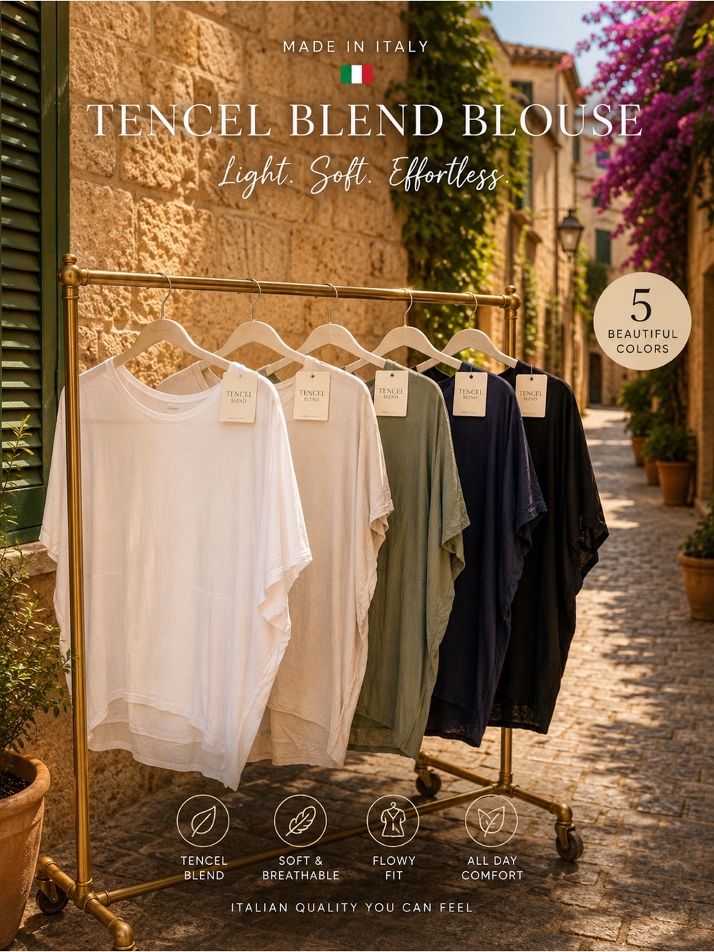 IT003 🇮🇹 Made in Italy 🇮🇹 Tencel Blend Silky Top – Multiple Colors